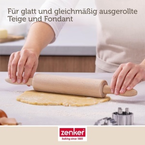 Rola de Teig Zenker din Buchenholz, 23 cm, Ergonomica, Bej - Img 5