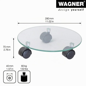 Roller pentru plante WAGNER 20016501 din sticla, diametru 28 cm, cu 3 roti - Img 3