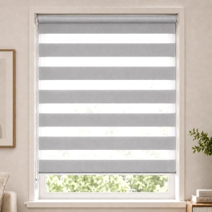 Rollo Dublu VOUNOT Klemmfix 80x150cm, Culoare Gri, 100 Poliester