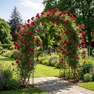 Rosenbogen Relaxdays, Metal, 240x140x110 cm, Negru, XXL - Img 3