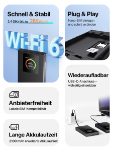 Router Mobil 4G LTE Tenda MF6, WiFi 6, Ecran Colorat 1.44 Inch - Img 2