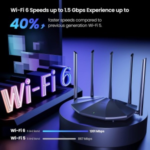 Router WiFi 6 Tenda RX2 Pro, Dualband, 1501 Mbits, 5 antene 6dBi, Negru - Img 3