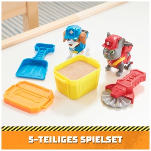Rubble & Crew - Set de figurine de actiune cu figurine de caine Charger & Wheeler, 2 jucarii de constructie si 85g Kinetic Sand Build-it-Sand, jucarii potrivite pentru copiii de la 3 ani si mai mari - Img 2