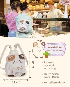 Rucsac pentru copii NICI mymochi Katze Angy 23x21x9cm alb, design Kawaii - Img 3