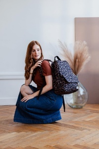 Rucsac pentru schimbat bebe BEABA Tokyo 21L, unisex, 9 compartimente, leopard - Img 4