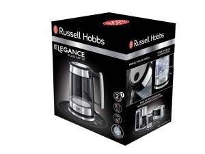 Russell Hobbs Boiler Glass Design [1.7l, 2200W] Elegance - Aplicatii din otel inoxidabil lustruit (iluminare LED albastra, filtru de var detasabil, indicator de nivel al apei) Ceainic 23830-70 - Img 2