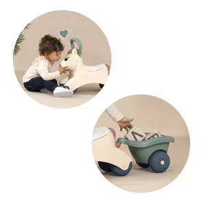 Rutscher pentru copii Smoby Little Smoby Pony cu anhanger, 12 luni, 54x27x40 cm - Img 3