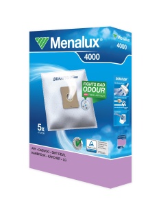 Sac aspirator sintetic Menalux 4000, Duraflow, 5 bucati, filtru micro, alb