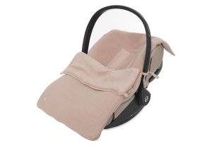 Sac de dormit pentru bebelusi Jollein Basic Knit, roz, cu fleece interior, pentru scaune auto si carucioare