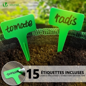 Sac de Plante VOUNOT 5 bucati 30L din material textil, cu etichete pentru plante, negru - Img 6