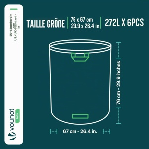 Sac pentru deseuri de gradina VOUNOT, 272L, 6 buc, auto-stand, din poliester rezistent - Img 3
