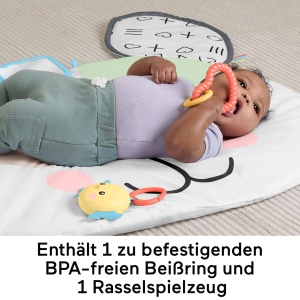 Salteluta de joaca Fisher-Price JMN73 pentru bebelusi 91x107 cm cu oglinda si accesorii senzoriale - Img 4