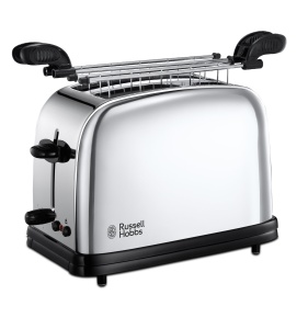 Sandwich cu prajitor de paine Russell Hobbs [pentru 2 felii, inclusiv clesti pentru sandvisuri/panini] Victory Stainless Steel (fante pentru paine prajita foarte largi, 6 niveluri de rumenire + functie de dezghetare si reincalzire, 1200W) 23310-57