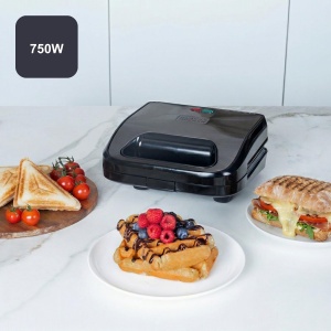 Sandwich Maker BlackDecker BXSA754E, 750W, 3-in-1, Placi Detasabile - Img 2