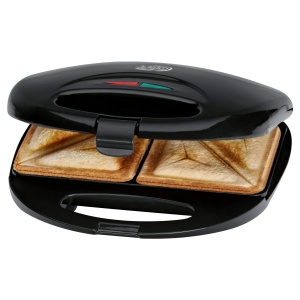 Sandwich Maker Clatronic(r) cu panouri sandwich triunghiulare | Prajitor de paine sandwich cu regulator automat de temperatura si acoperire antiaderenta | Sandwich Maker cu sistem de blocare | ST 3477 negru