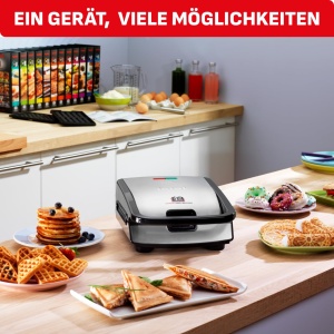 Sandwich Maker Tefal Snack Collection SW854D, 700W, NegruInox, 4 seturi placi - Img 3