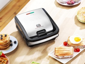 Sandwich Toaster Tefal XA801612, Albastru, Metal Inoxidabil, Usor de Depozitat - Img 2