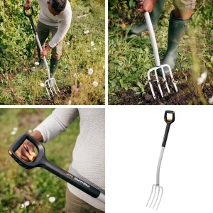 Sapa telescopica Fiskars SmartFit 1,10-1,30 m, 4 zinken, Borstahl, NegruArgintiu - Img 2