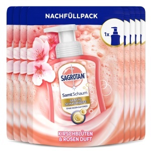 Sapun lichid antibacterian Sagrotan Samt-Schaum 8 x 250 ml, Kirschblute si Rose