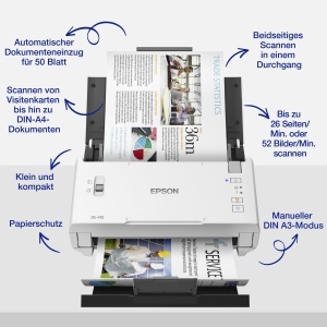 Scaner de documente Epson WorkForce DS-410 scaner A4 scanare fata-verso cu o singura trecere 600 dpi USB 20 - Img 2