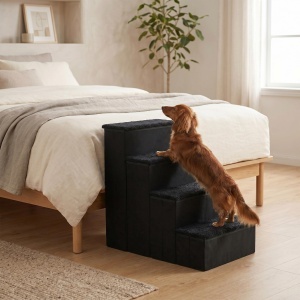 Scara pentru caini Relaxdays, 4 trepte, 40 kg, negru - Img 2