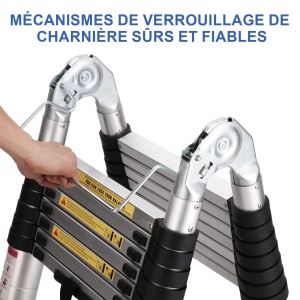 Scara telescopica din aluminiu, 5 metri, scara pliabila, scara multifunctionala, scara extensibila, capacitate maxima de incarcare: 150 kg., argintiu - Img 4