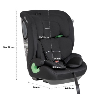 Scaun auto babyGO Lumo I-Size pentru copii 76-150 cm, Negru - Img 8