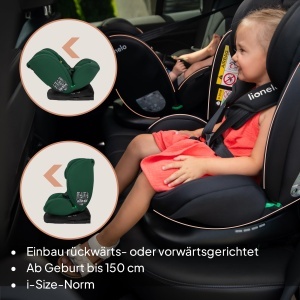 Scaun auto copii Lionelo Bastiaan i-Size 0-36 kg rotativ 360deg Isofix Top Tether Verde - Img 4