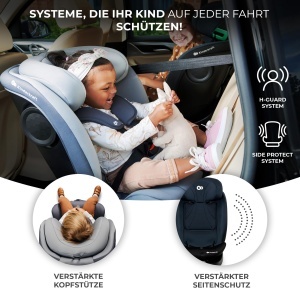 Scaun auto Kinderkraft I-GROW 0-36 kg, I-SIZE, 360 grade, Graphit - Img 4