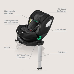 Scaun Auto Rotativ LIONELO BRAAM i-Size 0-36kg, cu ISOFIX, 360 si Protectie Laterala - Img 11