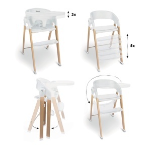 Scaun de masa babyGO Levels Newborn, alb, pliabil, suport 110 kg - Img 8