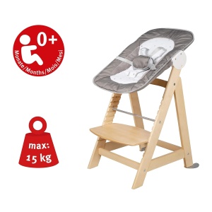 Scaun de masa pentru copii Roba Born Up cu suport pentru nou-nascuti, design natural - Img 5