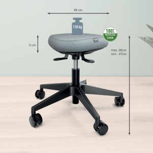 Scaun ergonomic Leitz Ergo Active 65770095 negru reglabil pe inaltime cu roti - Img 3