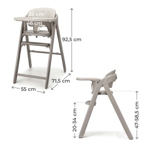 Scaun inalt Kinderkraft TINO 3 in 1, Bej, Ajustabil, Usor de Curatat - Img 10