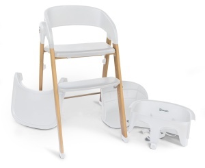 Scaun inalt pentru copii babyGO Levels, alb, design scandinav, 6 luni - 110 kg