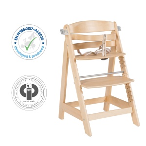 Scaun inalt pentru scara roba 'Sit Up Click & Fun', scaun inalt cu scandura si suport detasabil, inchidere inovatoare cu clic, creste odata cu copilul de la scaun inalt pentru bebelusi la scaun pentru tineret, lemn, natural - Img 6