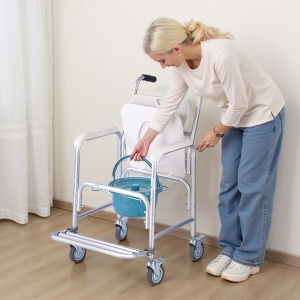 Scaun toaleta VEVOR FBL760637, capacitate 159 kg, cu roti si suport picioare - Img 8