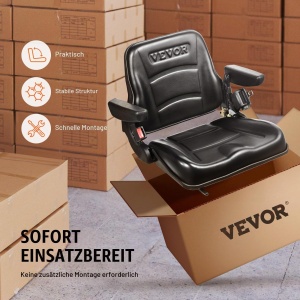Scaun tractor VEVOR TY-B17-1AF, PVC, Negru, cu Spatar Reglabil si Centura de Siguranta - Img 6
