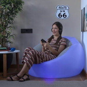 Scaun umflat Chight InnovaGoods cu LED-uri colorate si telecomanda, gri - Img 6