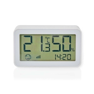 Senzor de clima Nedis Zigbee 3.0, alimentare cu baterii, masurare temperatura si umiditate, alb