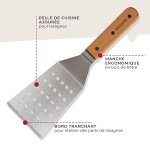 Server pentru lasagna Fackelmann pentru paste, lasagna si quiche - Spatula cu maner ergonomic - Margine dreapta pentru impartirea pieselor - Otel inoxidabil de inalta calitate si lemn de - Img 3