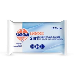 Servetele umede de dezinfectie Sagrotan 2in1, 15 buc, pentru maini si suprafete