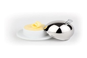 Servitor pentru unt APS 15921, 9 cm, H 7 cm, 0,06 litri, portelan si inox