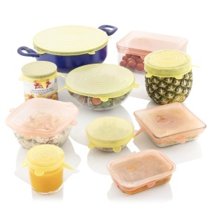 Set 10 Capace Reutilizabile Ajustabile InnovaGoods, Silikon, Airtight, Galbene - Img 2
