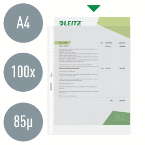 Set 100 Pungi Protectoare A4 Leitz, 85 Micron, Recycle, Transparent - Img 2