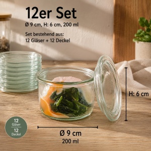 Set 12 Borcane cu Capac APS 82345, 200 ml, Transparent, Spalare Automata - Img 2