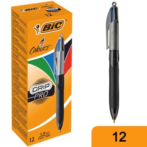 Set 12 Pixuri BIC 4 Culori Grip Pro, 0.4mm, GriNegru - Img 8
