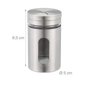 Set 12 Sticle pentru Condimente Relaxdays, 80 ml, Inox si Sticla, Culoare Argintie - Img 4