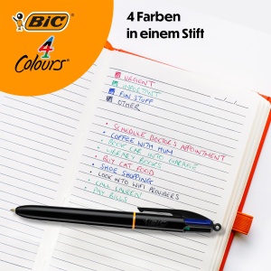 Set 12 Stilouri BIC 4 Culori Pro, Negru, Reumplibile, Ideal pentru Birou si Scoala - Img 2