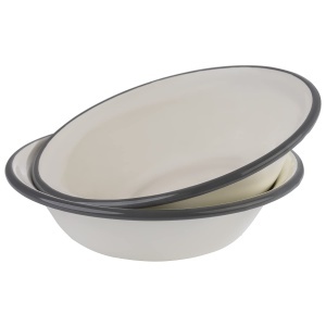 Set 2 Boluri Emaillate APS 98669, 16,5 cm, Culoare Creme cu Marginile Gri